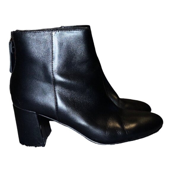 STEVE MADDEN Parisa Black Leather Women Block Heel Boot Booties - Picture 2 of 12